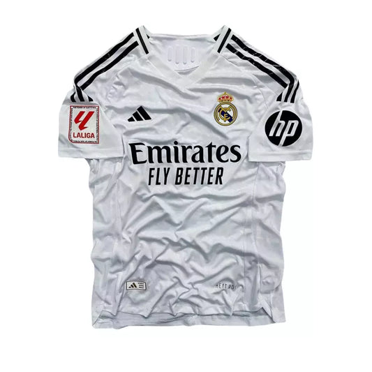 Camisa Real Madrid I 24/25 - Jogador Adidas Masculina - Branco + Patch La Liga e HP