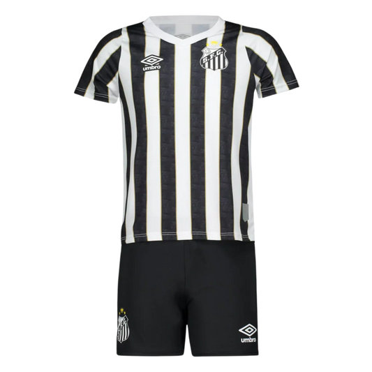 Conjunto Infantil Peixão Away 2024/25 - Torcedor Umbro - Preto e Branco