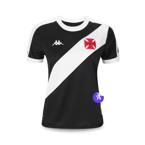 Camisa Vasco da Gama Home 2024/25 - Torcedor Kappa Feminina - Preto e Branco