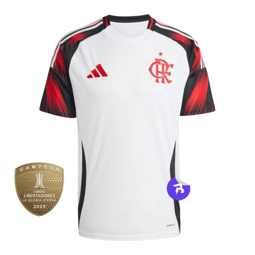 Camisa Flamengo Away 2025/26 - Torcedor Adidas Masculina - Branco e Vermelho