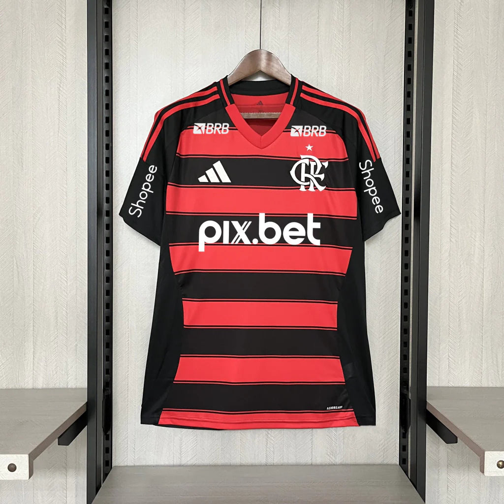 Camisa Flamengo Home Patrocinadores 2025/26 - Torcedor Adidas Masculino - Vermelho
