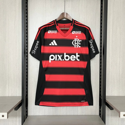 Camisa Flamengo Home Patrocinadores 2025/26 - Torcedor Adidas Masculino - Vermelho