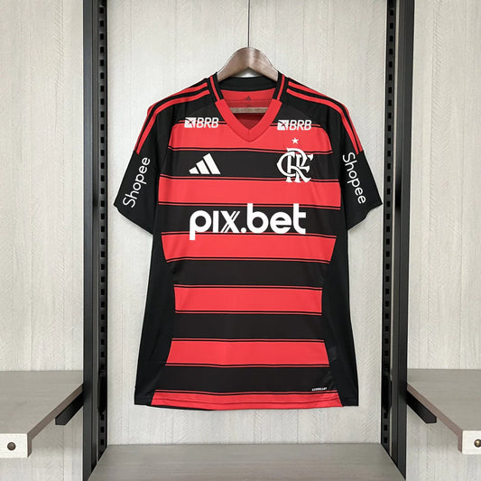 Camisa Flamengo Home Patrocinadores 2025/26 - Torcedor Adidas Masculino - Vermelho