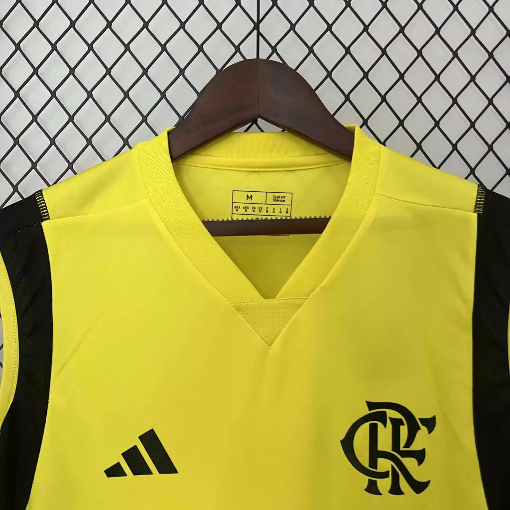 Camisa Flamengo Treino Regata 24/25 Torcedor Adidas Masculino - Amarelo e Preto
