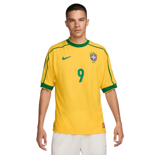 Camisa Seleção Brasileira Retrô Home 1998 Ronaldo #9 - Torcedor Nike Masculina - Amarelo