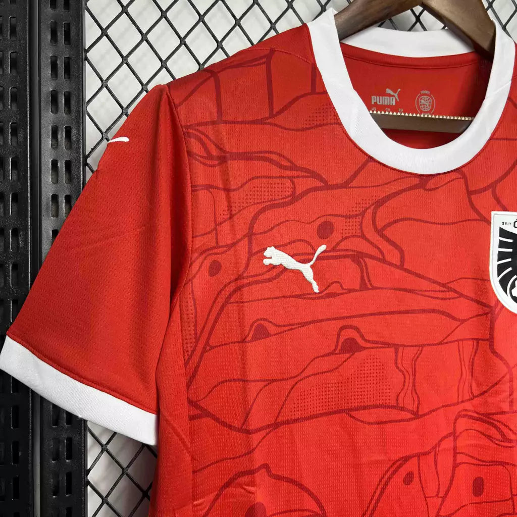 Camisa Áustria Home Eurocopa 24/25 - Torcedor Puma Masculino - Vermelho