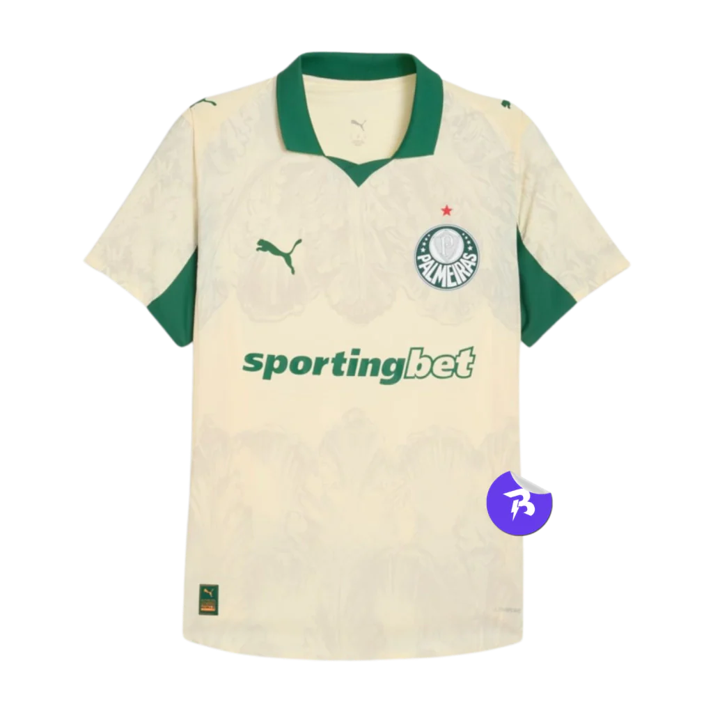 Camisa Palmeiras Mundial de Clubes 2025/26 - Torcedor Puma X Kidsuper Masculino - Bege e Verde