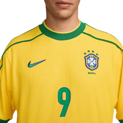 Camisa Seleção Brasileira Retrô Home 1998 Ronaldo #9 - Torcedor Nike Masculina - Amarelo