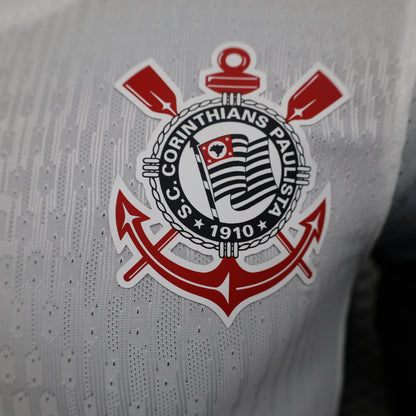 Camisa Timão Home 2024/25 C/ Patrocínio Versão Jogador Nike Masculino - Branco e Preto