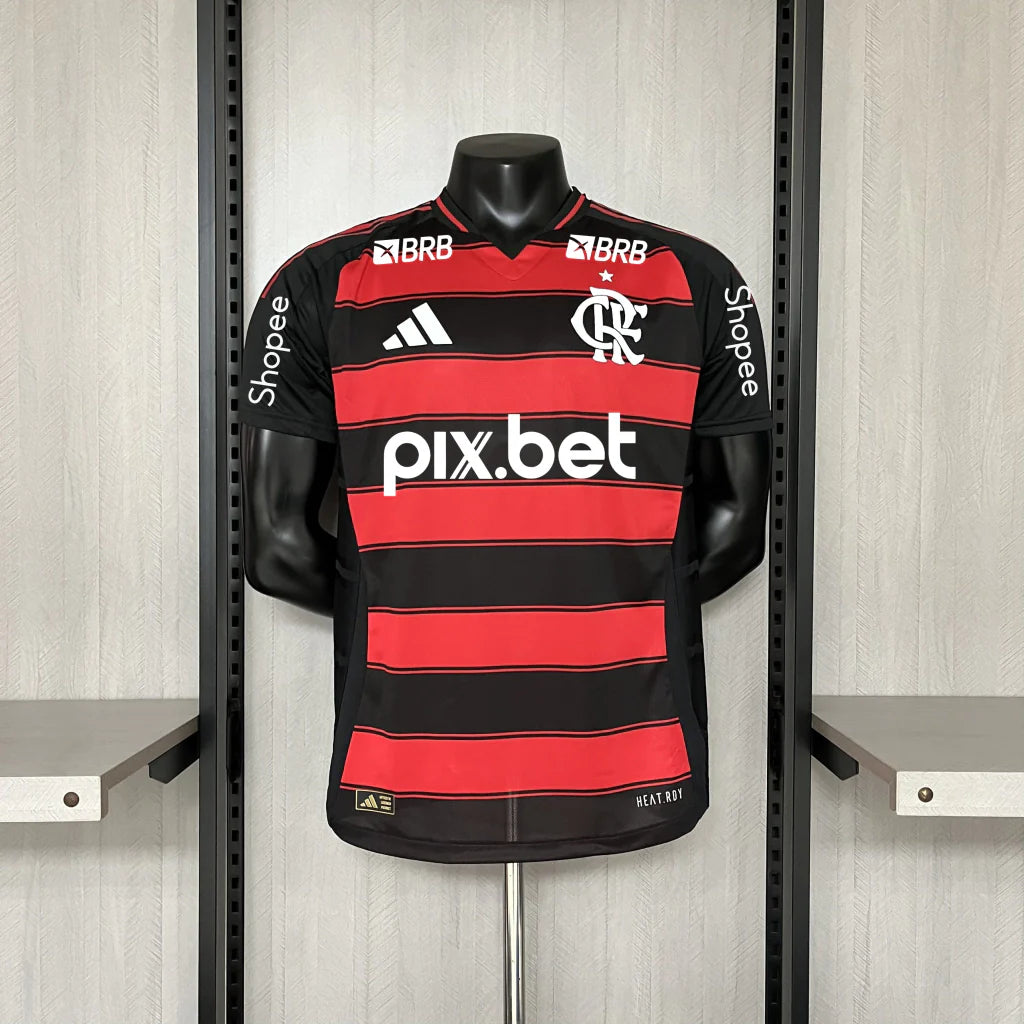 Camisa Flamengo Home Patrocinadores 2025/26 - Versão Jogador Adidas Masculino - Vermelho