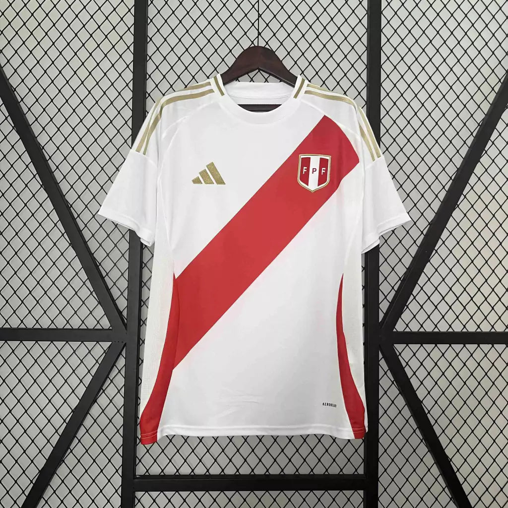 Camisa Seleção Peru Home Copa América 24/25 - Torcedor Adidas Masculino - Dourado