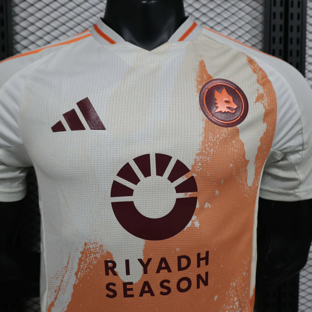 Camisa Roma Away 2024/25 Jogador Adidas Masculino - Branca e Laranja