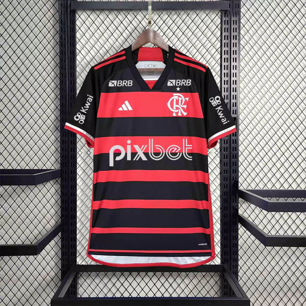 Camisa Flamengo C/ Patrocínios Home 2024 Torcedor Adidas Masculino - Vermelho