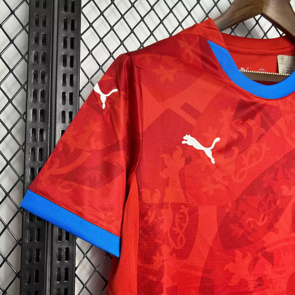Camisa República Tcheca Home Eurocopa 24/25 - Torcedor Puma Masculino - Vermelho