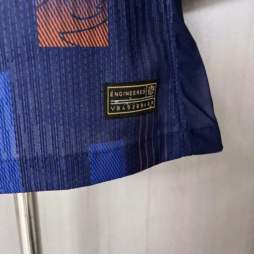 Camisa Holanda Away 24/25 - Jogador Nike Masculino - Azul e Laranja