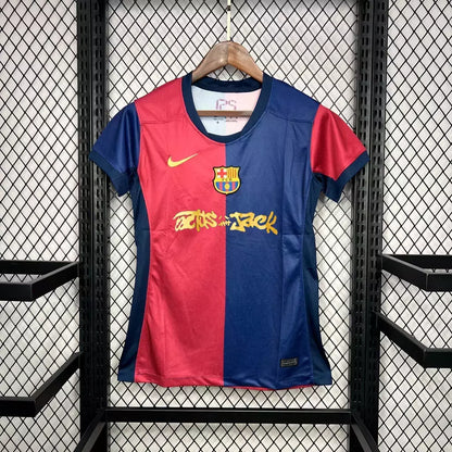 Camisa Barcelona Home x Travis Scott 24/25 - Torcedor Feminina - Azul/Vermelho