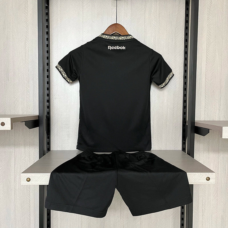 Conjunto Infantil Botafogo Away 24/25 Reebok - Preto e Dourado