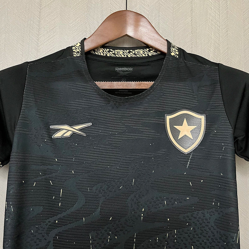 Conjunto Infantil Botafogo Away 24/25 Reebok - Preto e Dourado