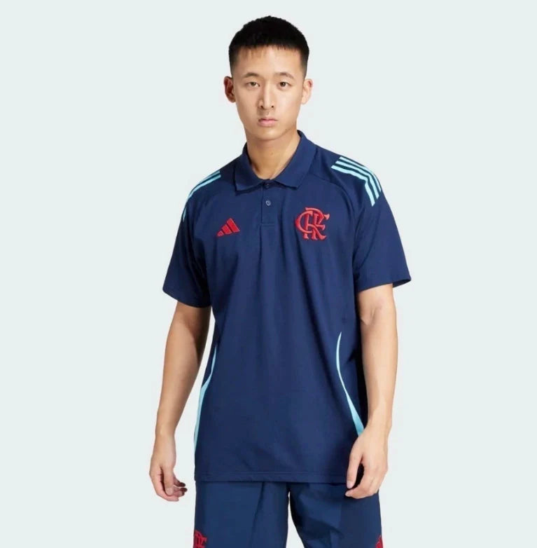 Camisa Flamengo Polo Comissão Técnica 25/26 Adidas - Azul Marinho