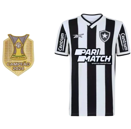 Camisa Botafogo Home Com Patch de Campeão do Brasileirão 2024 - Torcedor Reebok Masculino
