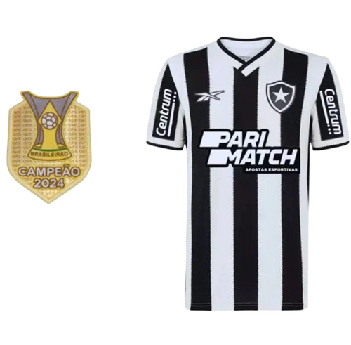 Camisa Botafogo Home Com Patch de Campeão do Brasileirão 2024 - Torcedor Reebok Masculino