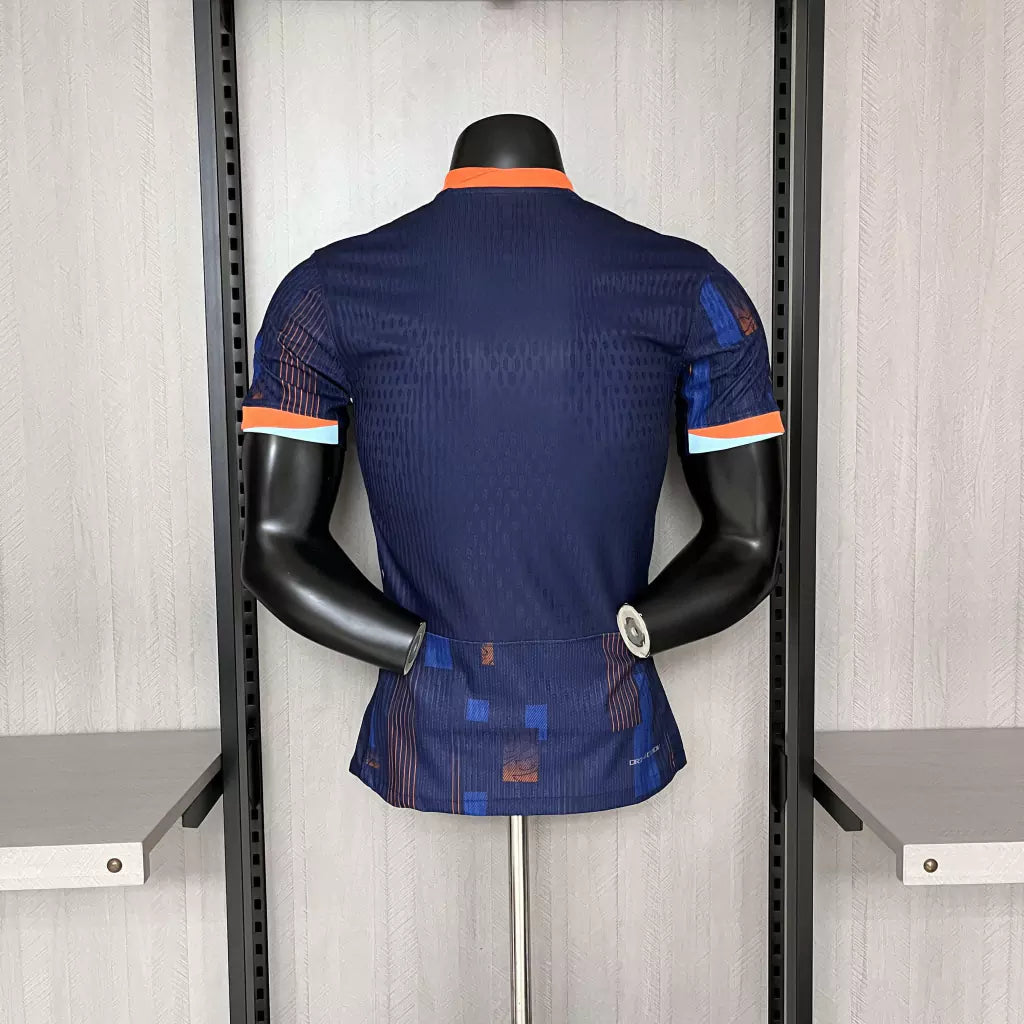 Camisa Holanda Away 24/25 - Jogador Nike Masculino - Azul e Laranja