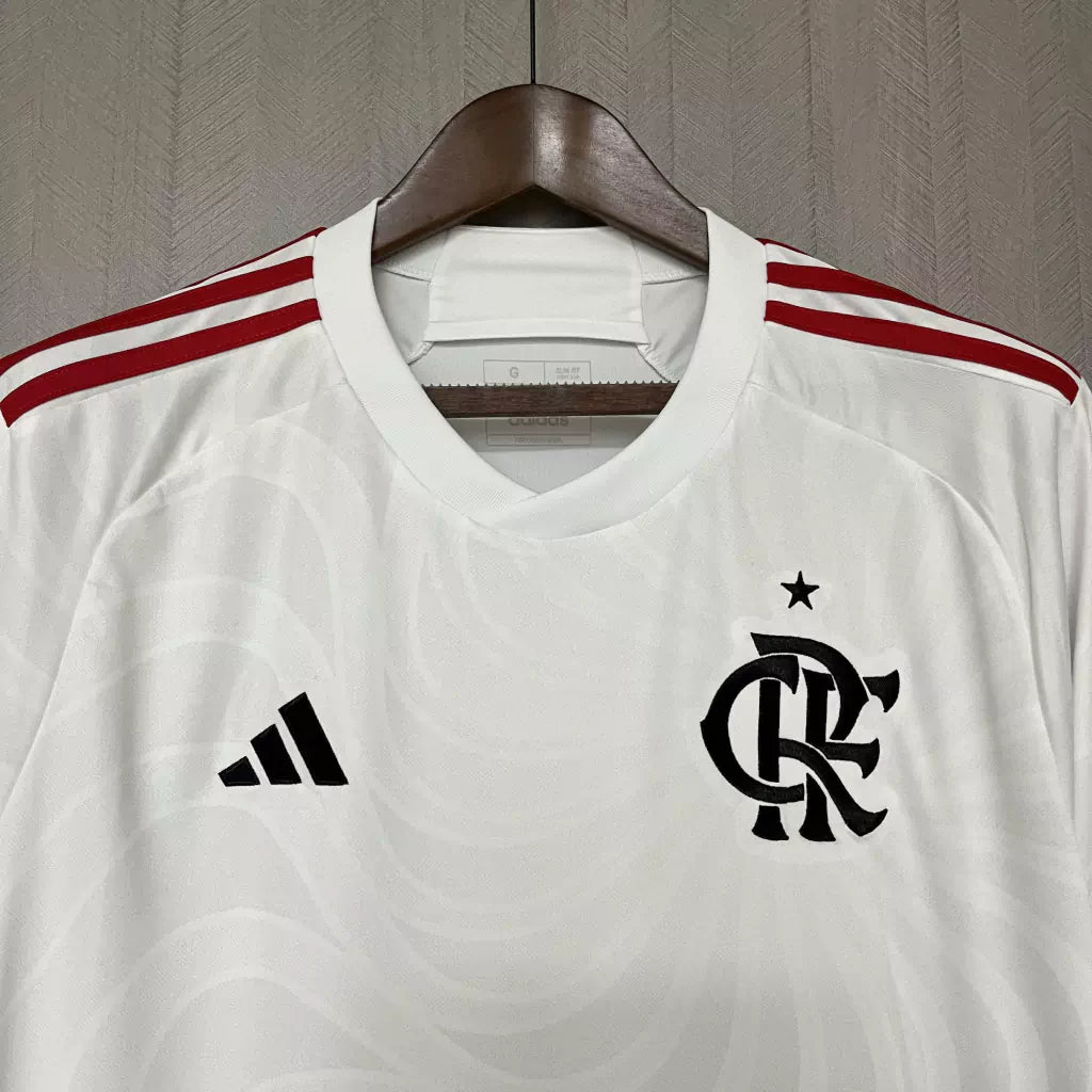 Camisa Flamengo Away 2024 Torcedor Adidas Masculino - Branco e Vermelho