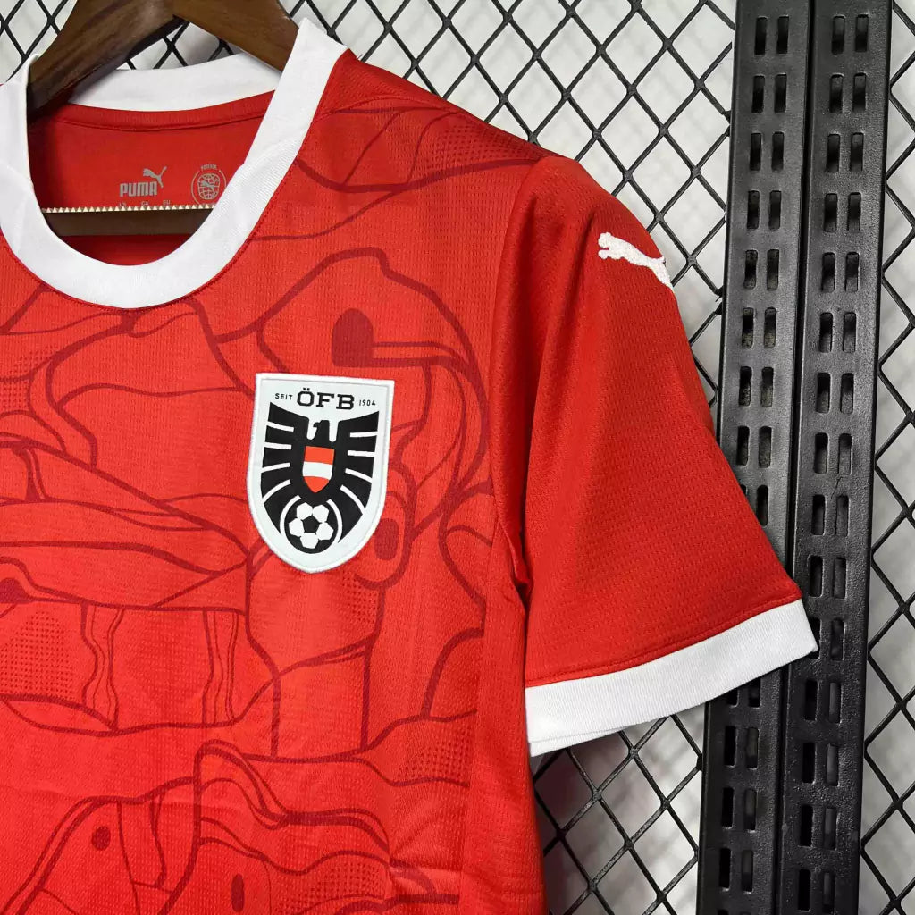 Camisa Áustria Home Eurocopa 24/25 - Torcedor Puma Masculino - Vermelho