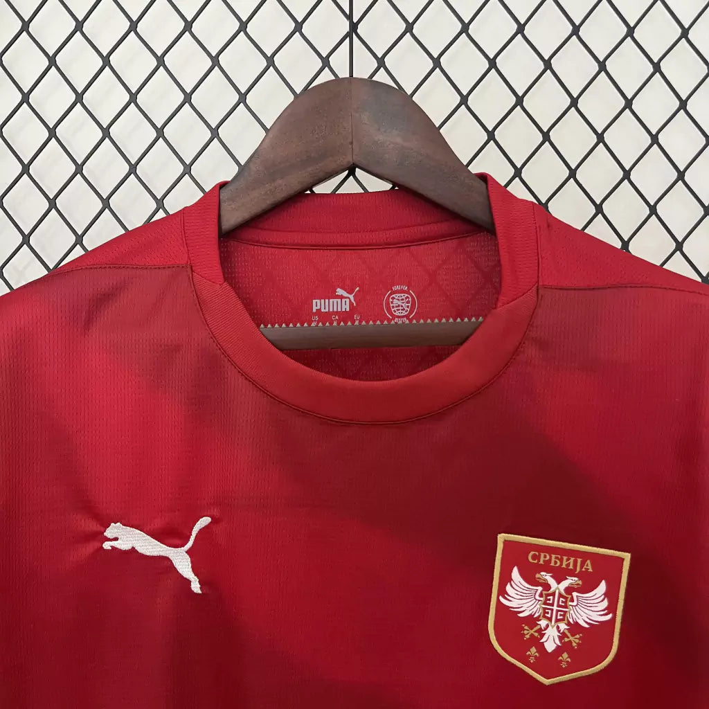 Camisa Sérvia Home Eurocopa 24/25 - Torcedor Puma Masculino - Vermelho