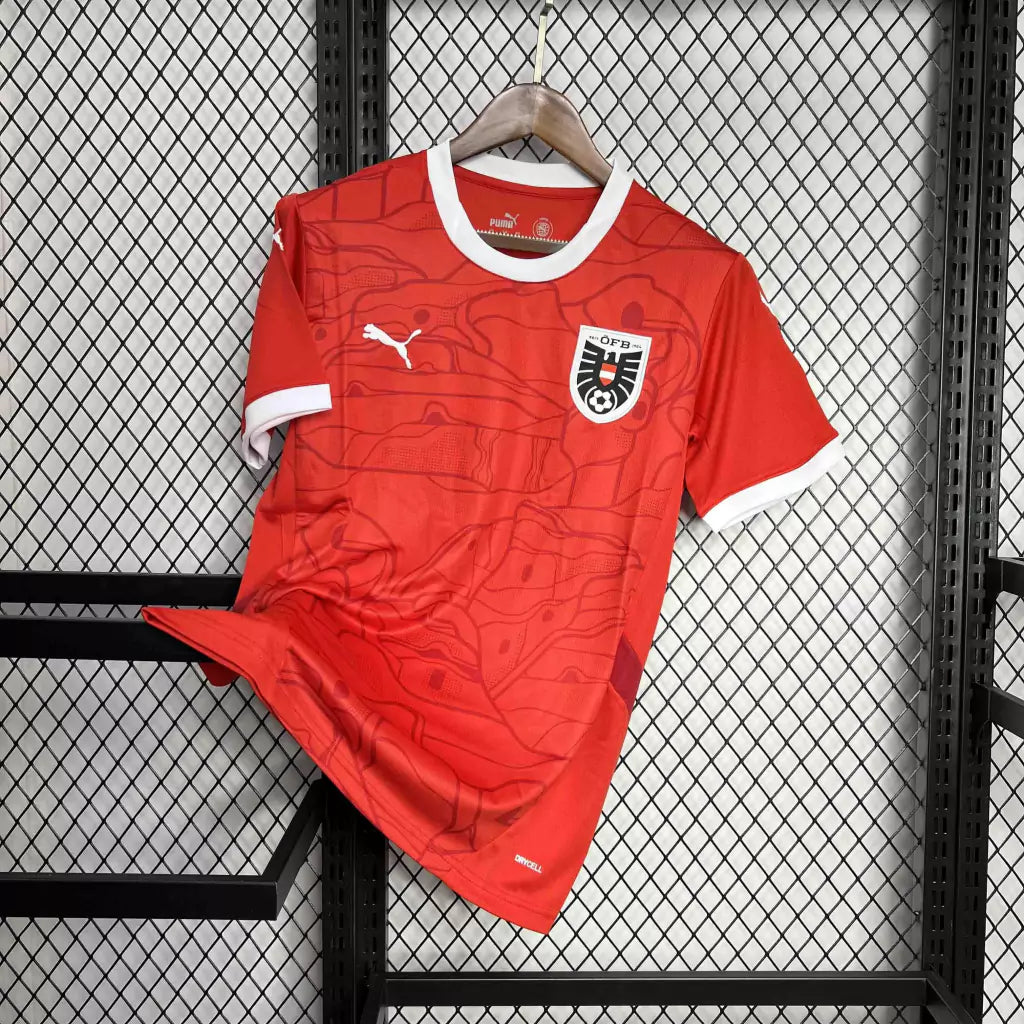 Camisa Áustria Home Eurocopa 24/25 - Torcedor Puma Masculino - Vermelho