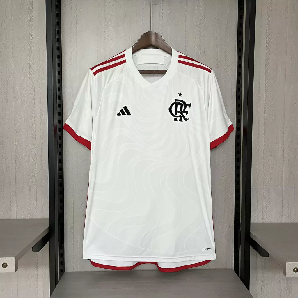 Camisa Flamengo Away 2024 Torcedor Adidas Masculino - Branco e Vermelho