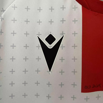 Camisa Geórgia Home Eurocopa 24/25 - Torcedor Macron Masculino - Branco e Vermelho