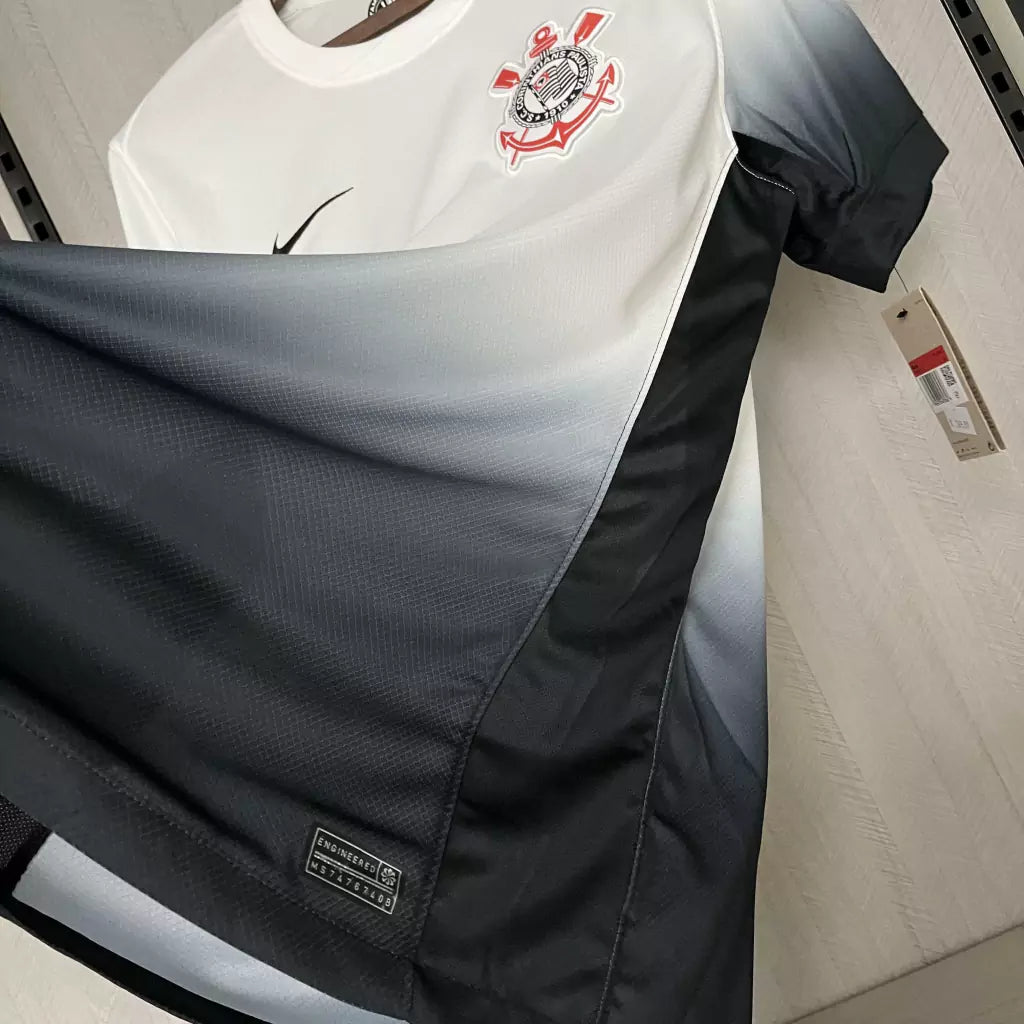 Camisa Timão Home 2024/25 Torcedor Nike Masculino - Branco e Preto