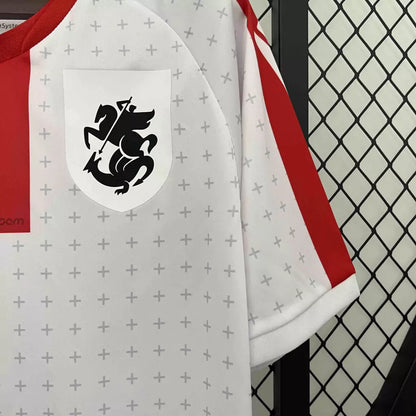 Camisa Geórgia Home Eurocopa 24/25 - Torcedor Macron Masculino - Branco e Vermelho