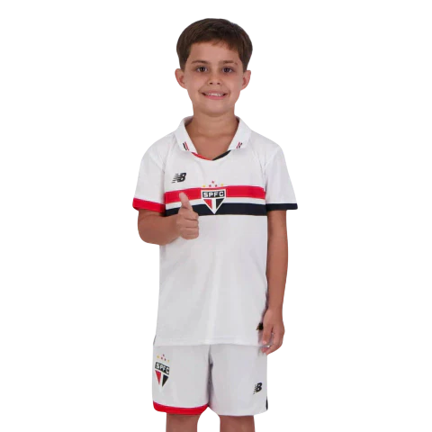 Conjunto Infantil São Paulo Home 2024 - Torcedor New Balance - Branco