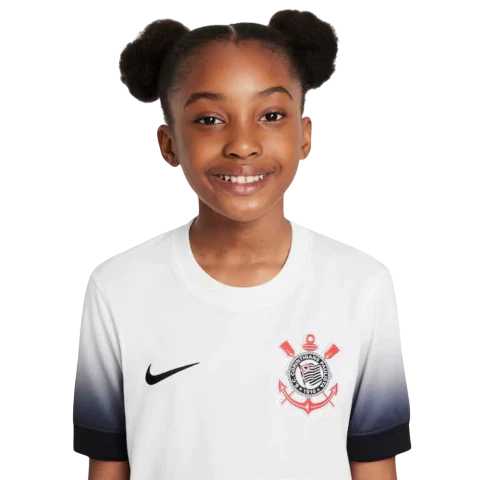 Conjunto Infantil Timão Home 24/25 Nike - Branco e Preto