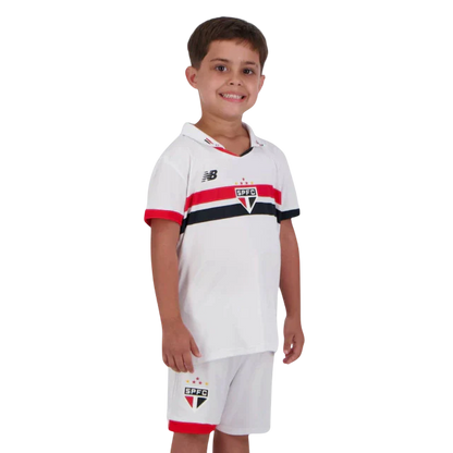 Conjunto Infantil São Paulo Home 2024 - Torcedor New Balance - Branco