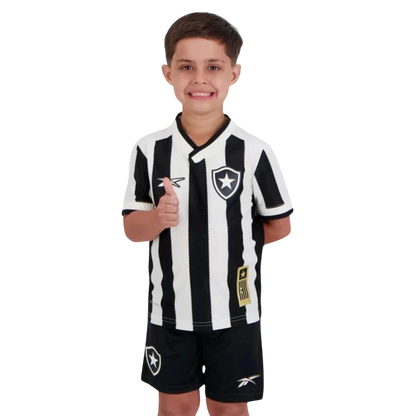 Conjunto Infantil Botafogo Home 24/25 Reebok - Preto e Branco
