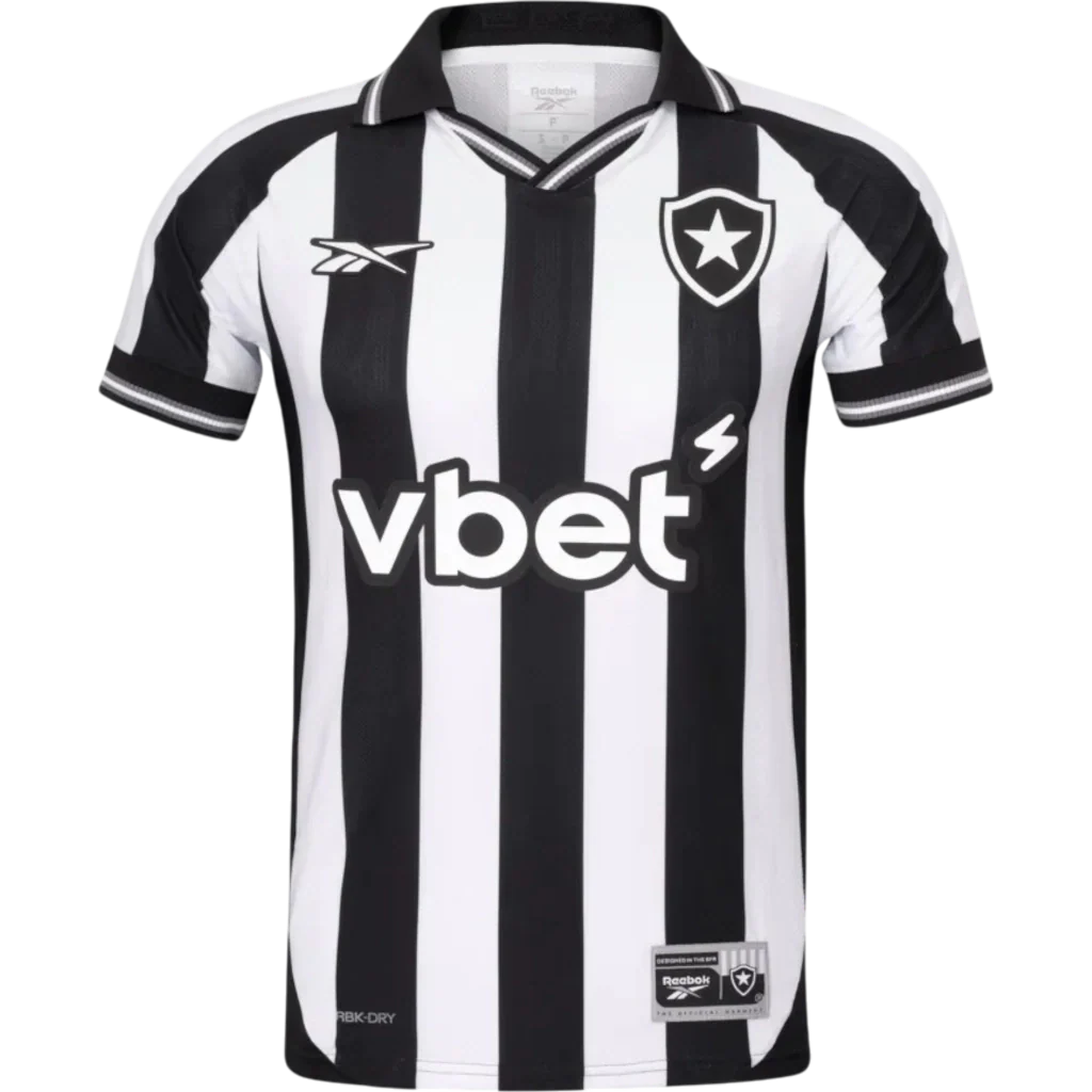 Camisa Botafogo Home 2025/26 - Torcedor Reebok Masculino - Preto e Branco
