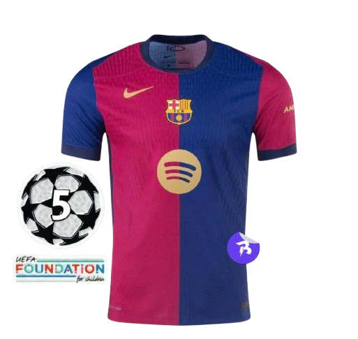 Camisa Barcelona Home com Patch Champions League 24/25 - Torcedor Nike Masculino - Azul Grená