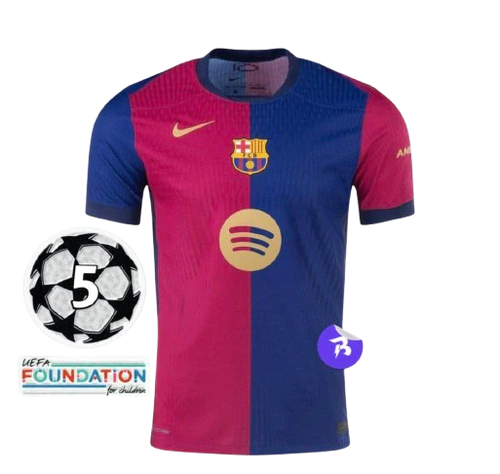 Camisa Barcelona Home com Patch Champions League 24/25 - Torcedor Nike Masculino - Azul Grená