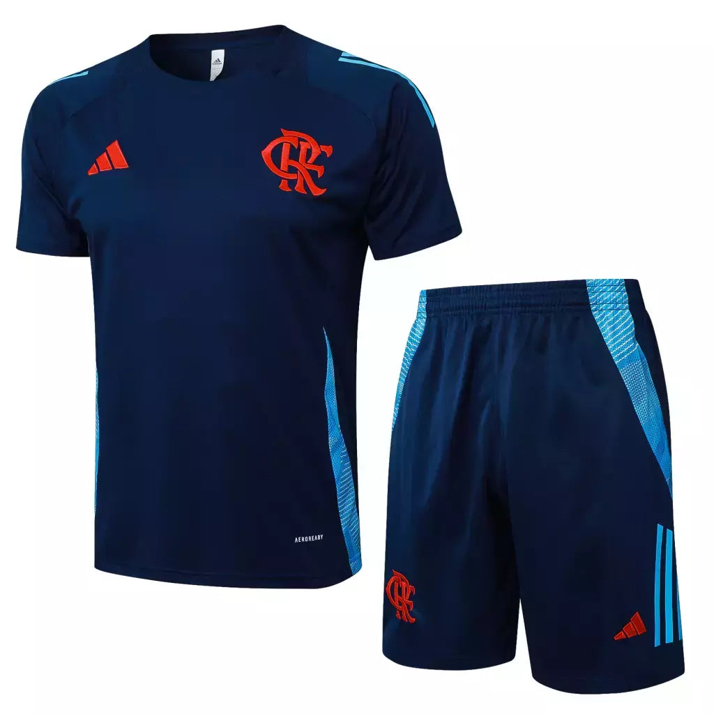 Kit Treino Flamengo Camisa + Shorts 25/26 - Torcedor Adidas Masculina - Azul