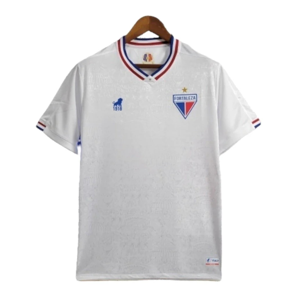 Camisa Fortaleza II 24/25 - Torcedor Leão Masculina - Branca com detalhes em azul e vermelho