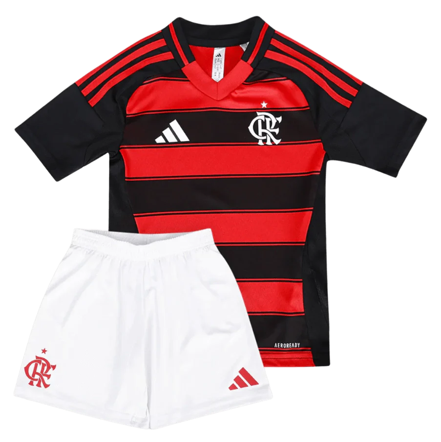 Conjunto Infantil Flamengo Home 2025/26 - Torcedor Adidas - Vermelho