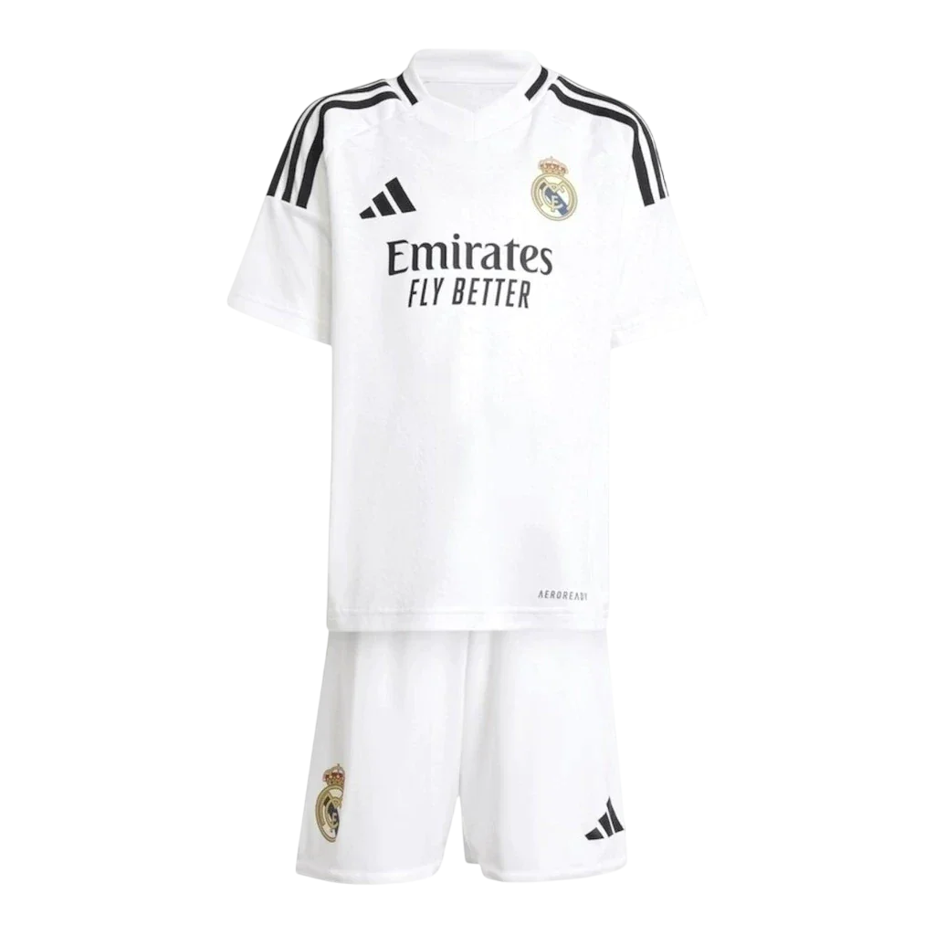Conjunto Infantil Real Madrid Home 24/25 Adidas - Branco