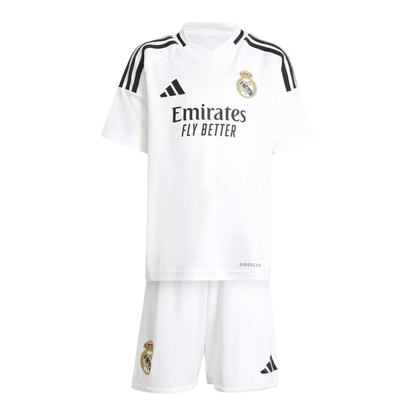 Conjunto Infantil Real Madrid Home 24/25 Adidas - Branco