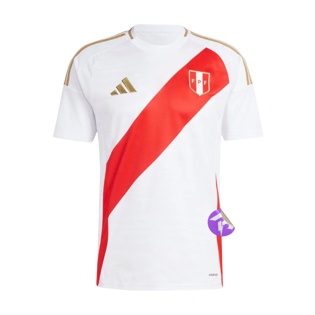 Camisa Seleção Peru Home Copa América 24/25 - Torcedor Adidas Masculino - Dourado