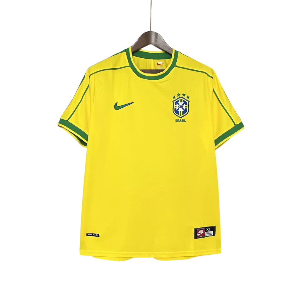 Camisa Seleção Brasileira Retrô Home 1998 Torcedor Nike Masculina - Amarelo
