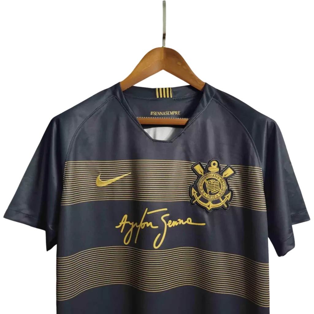 Camisa Timão Ayrton Senna 2018/19 Retrô - Nike Masculina Preto e Dourado