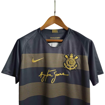Camisa Timão Ayrton Senna 2018/19 Retrô - Nike Masculina Preto e Dourado